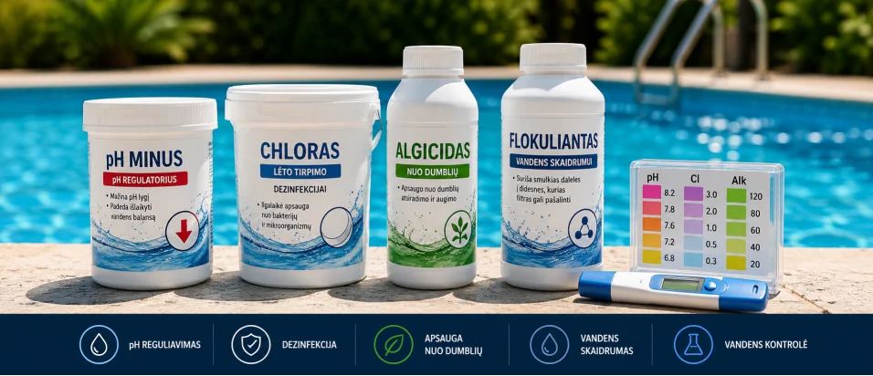 5 produits chimiques essentiels pour piscine