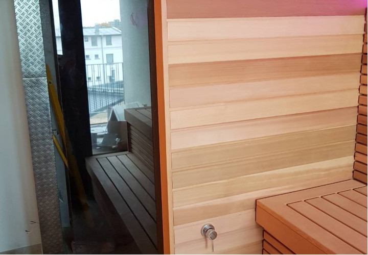 Sauna combiné avec mur de sel de l'Himalaya