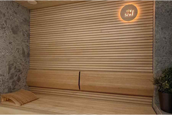 Sauna avec finition bois et pierre - Saunas