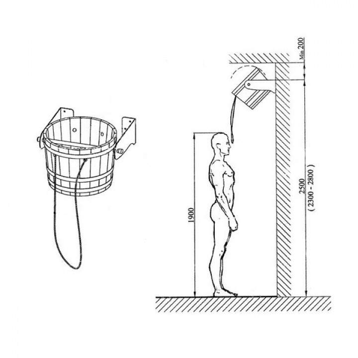 Seau de douche Sawo, pin, 18 L
