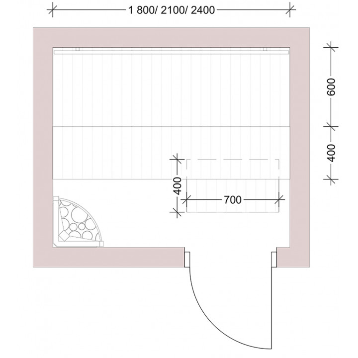 Banc de sauna modulaire STANDART, Aulne