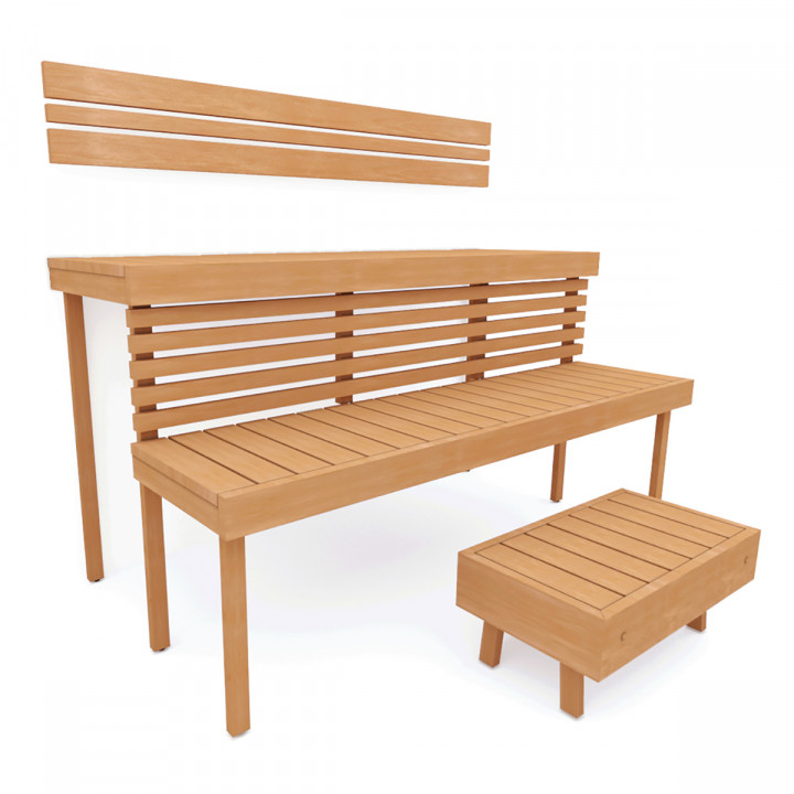 Banc de sauna modulaire STANDART, Aulne