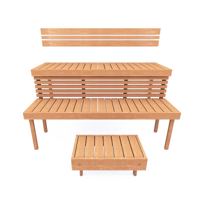 Banc de sauna modulaire STANDART, Aulne