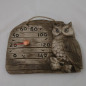 Thermomètre de sauna en céramique - hibou sur une branche - 1