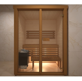 Cabine de sauna vitrée, 150x120cm