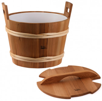 Seau en bois SAWO avec couvercle, cèdre, 40 l