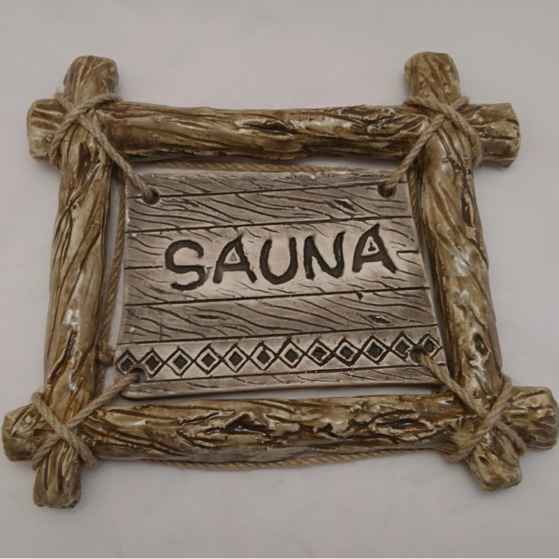 Plaque de porte SAUNA avec cadre à branches