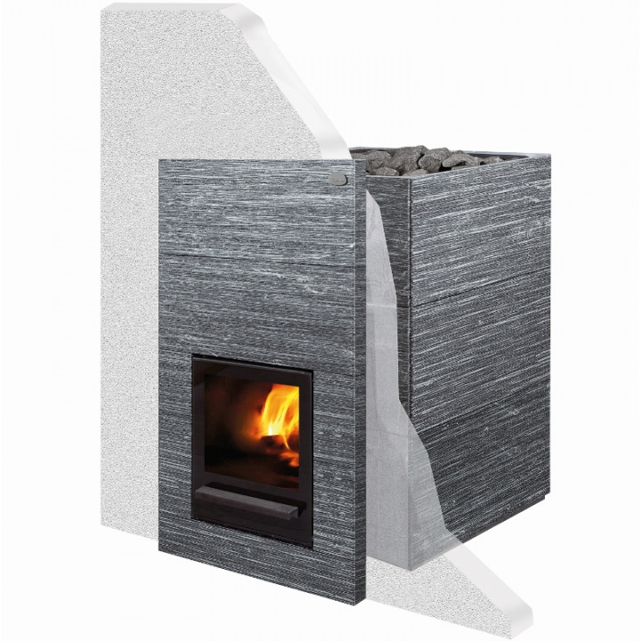 Poêle à bois pour sauna - TULIKIVI KINOS 20 GRAFIA, couche de pierre supplémentaire pour portail