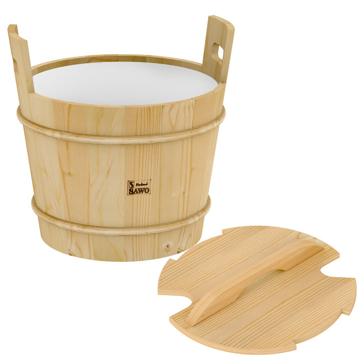 Seau en bois SAWO avec couvercle, pin 18 l