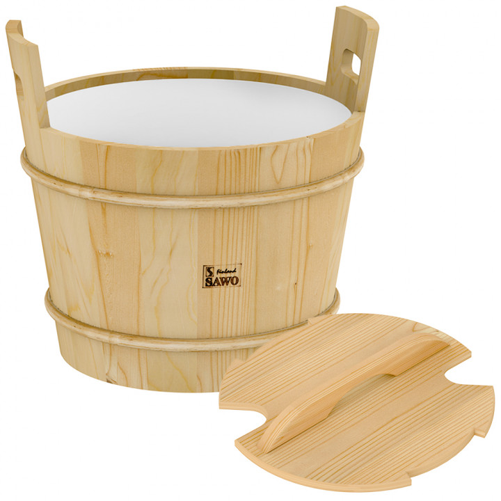 Seau en bois SAWO avec couvercle, pin 40 l