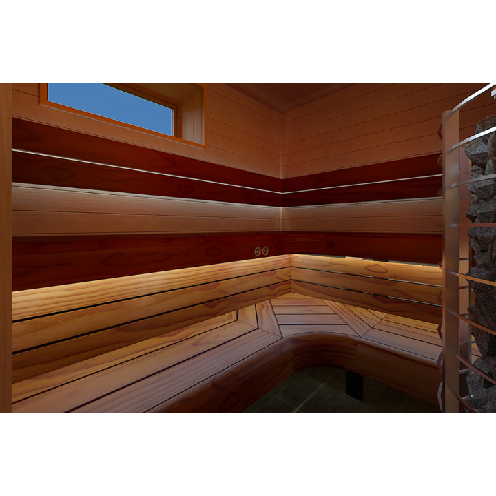 Module d'angle pour bancs de sauna modulaires, pin