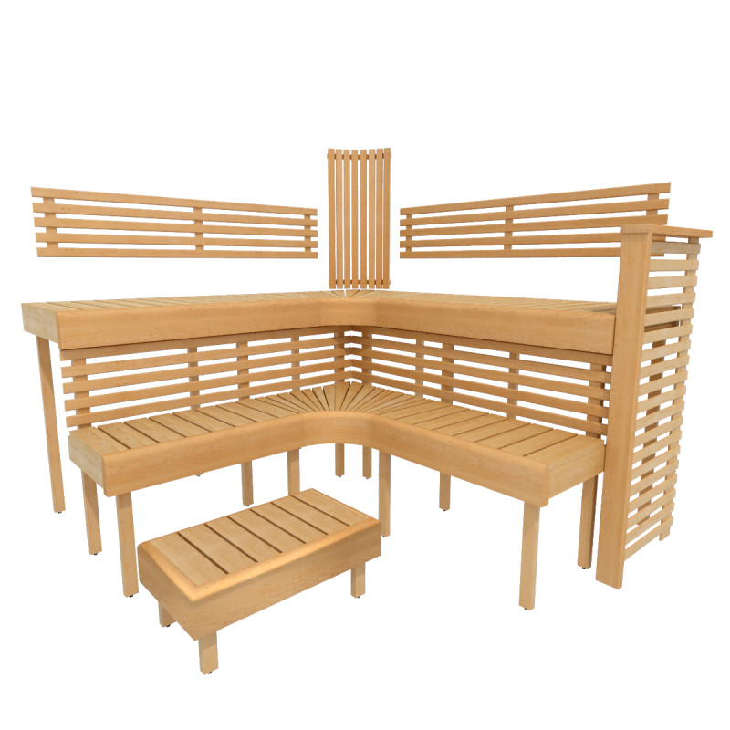 Banc de sauna modulaire PREMIUM, Aulne