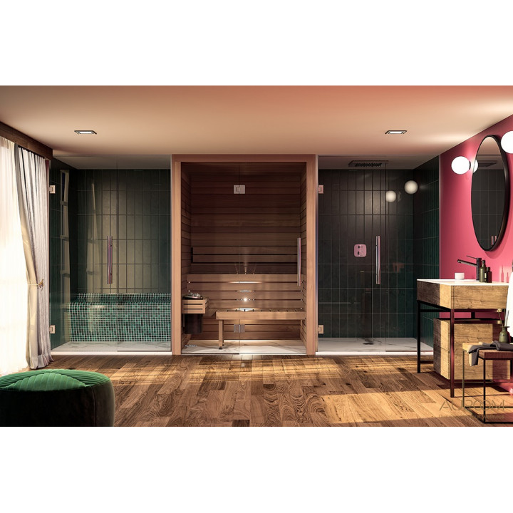 Cabine de sauna Auroom 150x150x205cm, avec vitre