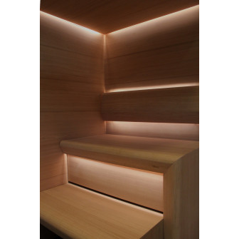 Verre linéaire pour sauna CARIITTI - fixation en fibre optique