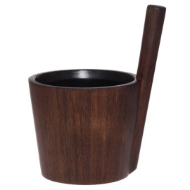 Seau de sauna Rento en bambou foncé avec insert noir, 5 L 