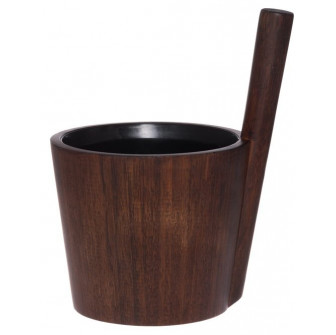 Seau de sauna Rento en bambou foncé avec insert noir, 5 L