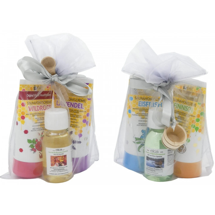 Coffret cadeau pour homme. Miel et huile pour sauna.