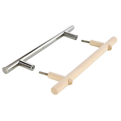 Ensemble de poignées de porte en acier inoxydable et bois 