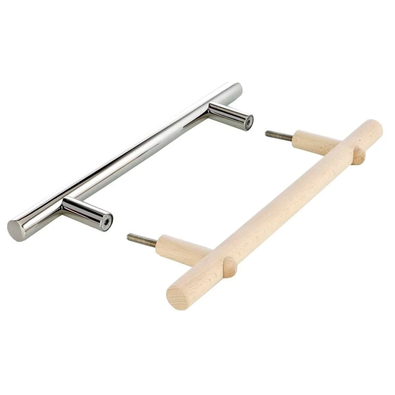 Ensemble de poignées de porte en acier inoxydable et bois