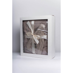 Coffret cadeau pour elle - LIN, 80x160 cm, dans un coffret cadeau. Tablier et chapeau pour sauna  Coffret cadeau pour elle - LIN, 80x160 cm, dans un coffret cadeau. Tablier et chapeau pour sauna
