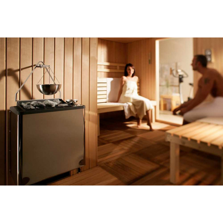 Poêle de sauna électrique - EOS BI-O Tec, finition effet perle anthracite