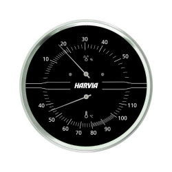 Thermo-hygromètre HARVIA rond, noir  Thermo-hygromètre HARVIA rond, noir
