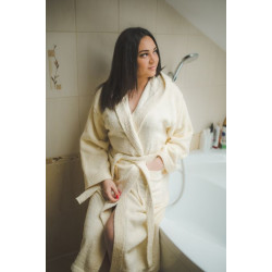 Peignoir à capuche en coton (crème) 
