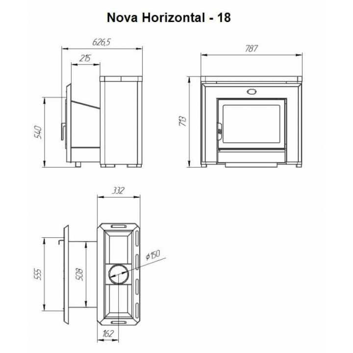 Poêle à bois pour sauna - NOVA HORIZONTAL 18
