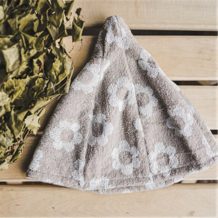 Bonnet de sauna en coton - FLEURS