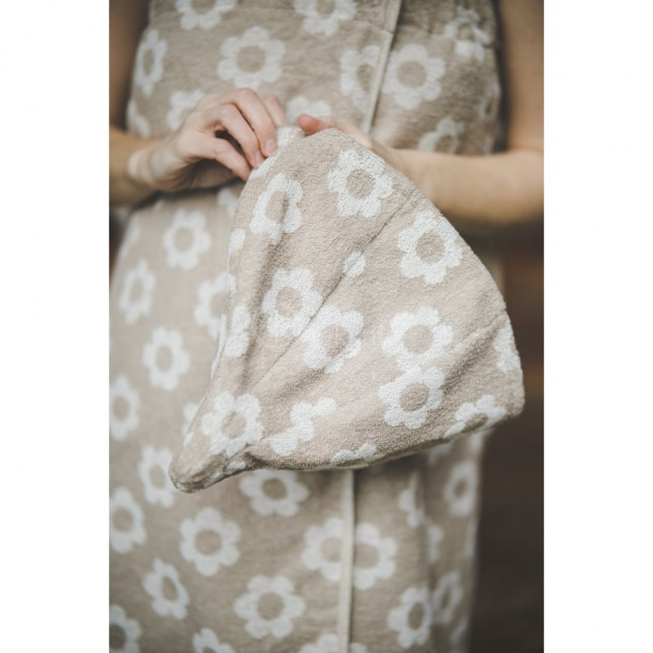 Bonnet de sauna en coton - FLEURS