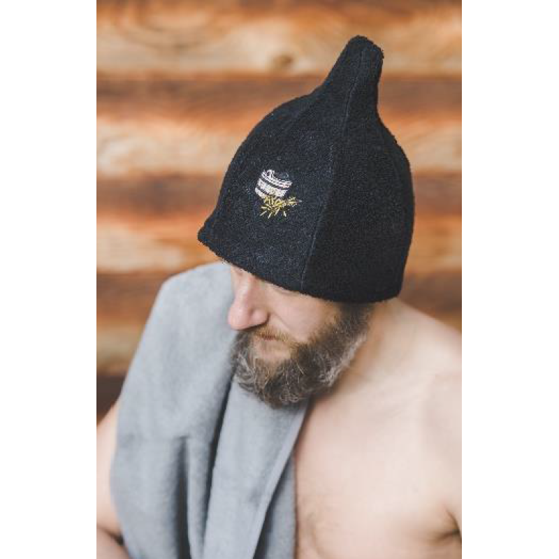 Bonnet de sauna en coton - NOIR