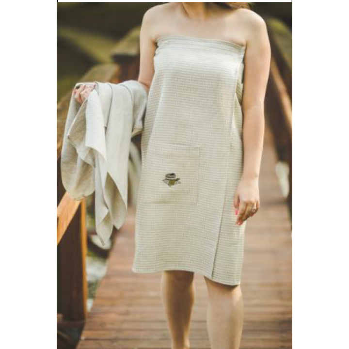 Tablier de sauna pour femme, en lin