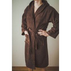 Robe à capuche en coton marron 