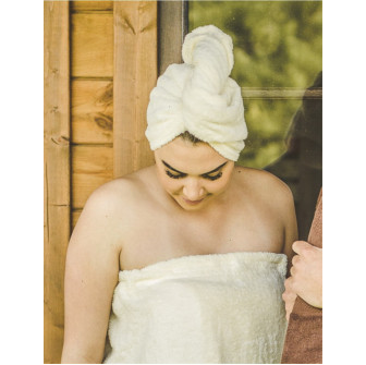 Serviette pour cheveux - coton, couleur crème