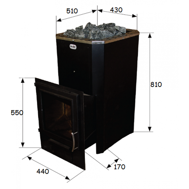 Poêle à bois pour sauna - SKAMET PT-220 GL