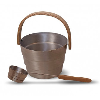 Ensemble seau et louche SAUNIA PYORRE 6 l, aluminium