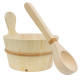 Seau en bois SAWO 4 l et louche 36 cm, pin