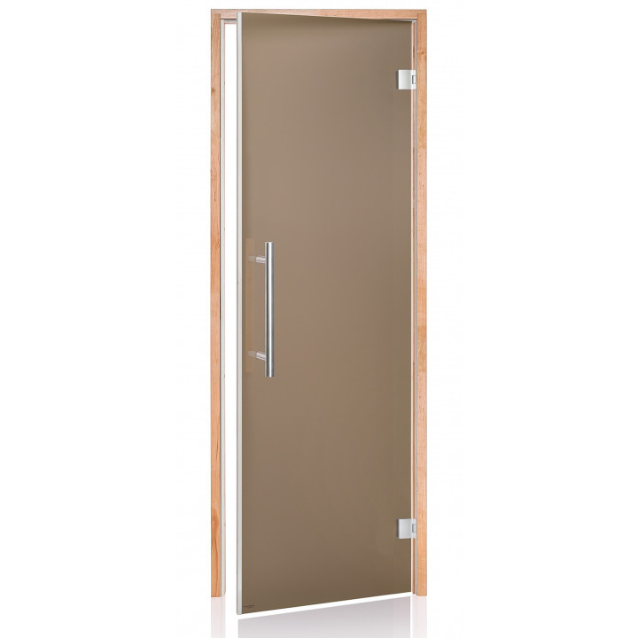 Portes de sauna en verre AD BENELUX, verre mat, 70 x 210 cm, aulne, bronze mat