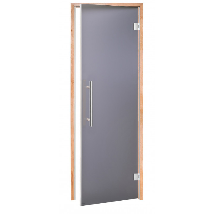Portes de sauna en verre AD BENELUX, verre mat, 70 x 200 mm, aulne, gris mat