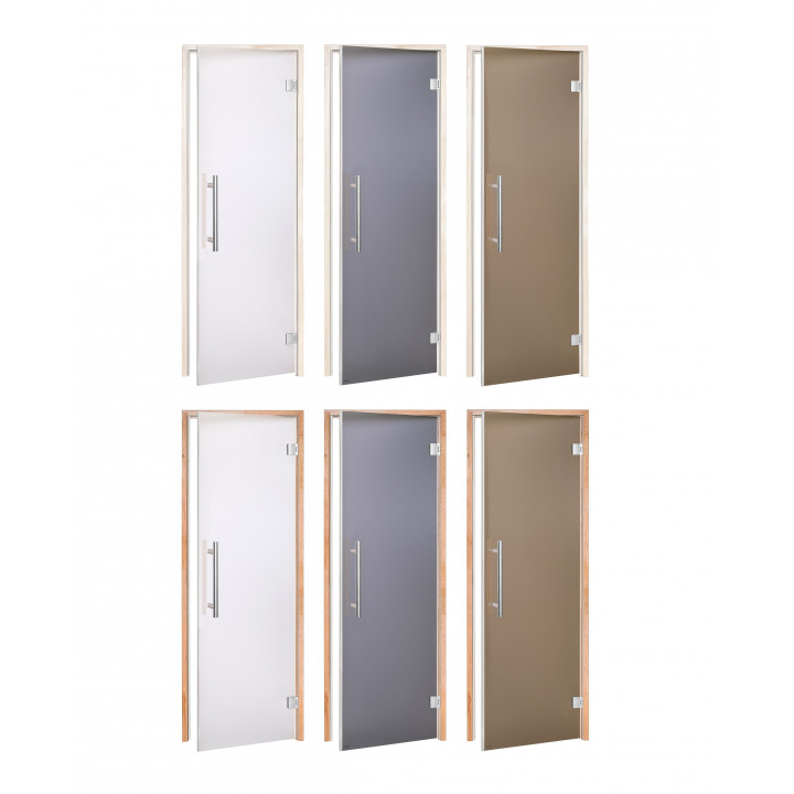 Portes de sauna en verre AD BENELUX, verre mat, 70 x 210 cm, aulne, bronze mat