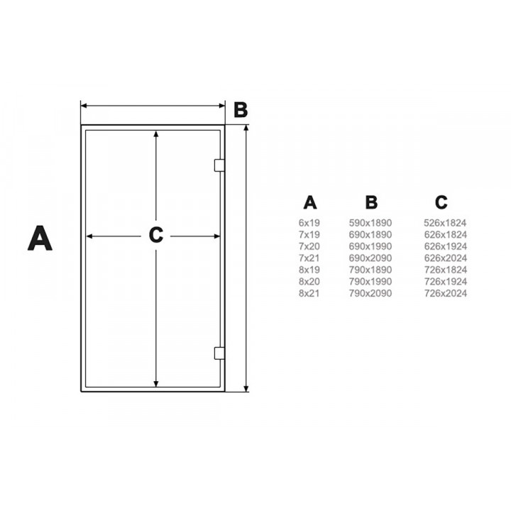 Portes vitrées AD pour sauna vapeur, verre mat, 70 x 210 cm, gris mat