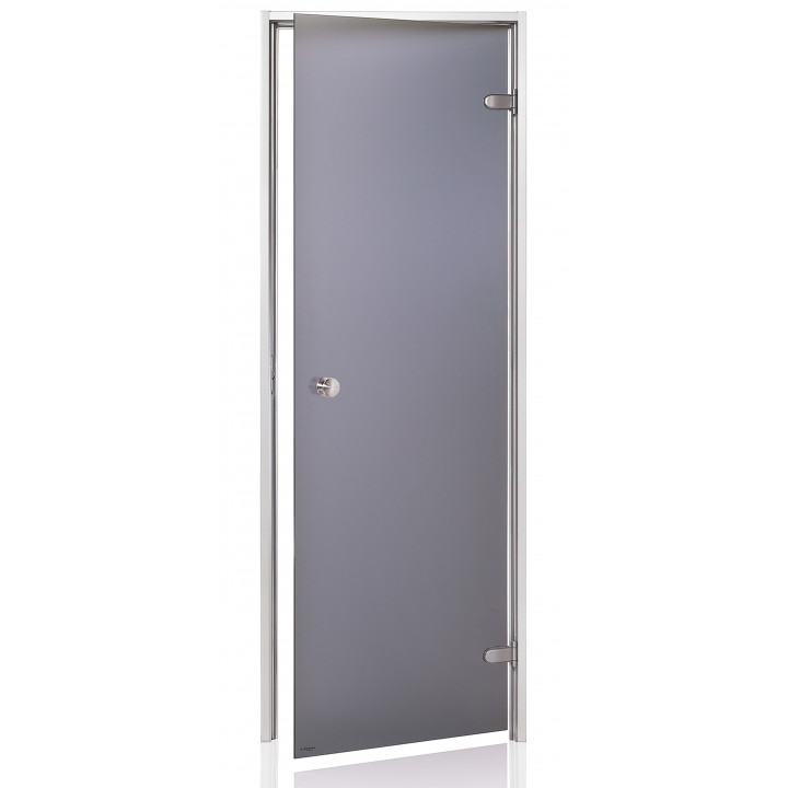 Portes vitrées AD pour sauna vapeur, verre mat, 70 x 210 cm, gris mat