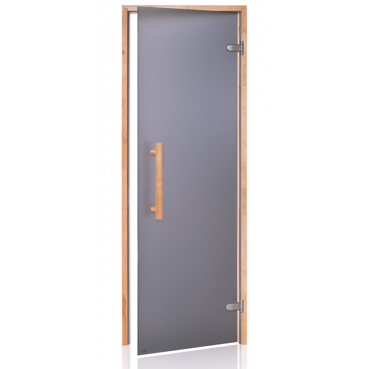 Portes de sauna en verre AD NATURAL, verre mat, 90 x 190 cm, aulne, gris mat