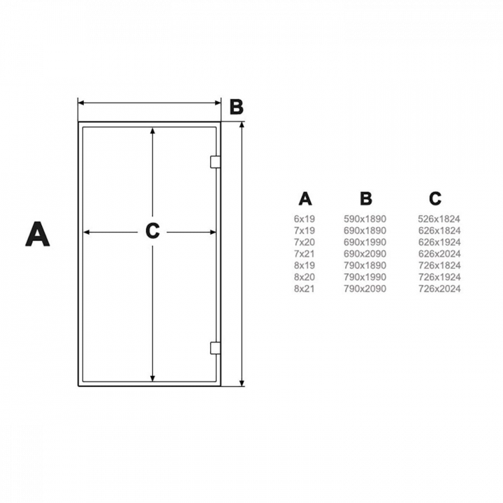 Portes vitrées AD pour sauna vapeur, verre bronze, 70 x 190