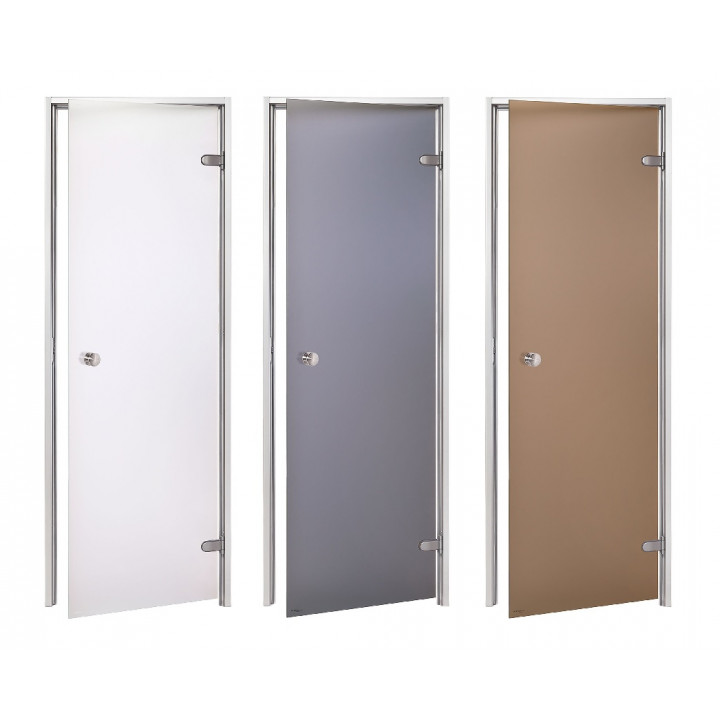 Portes vitrées AD pour sauna vapeur, verre mat, 70 x 210 cm, gris mat