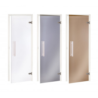 Porte de sauna en verre AD, cadre blanc