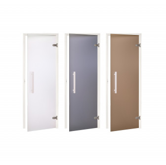 Porte de sauna en verre AD, cadre blanc, verre mat