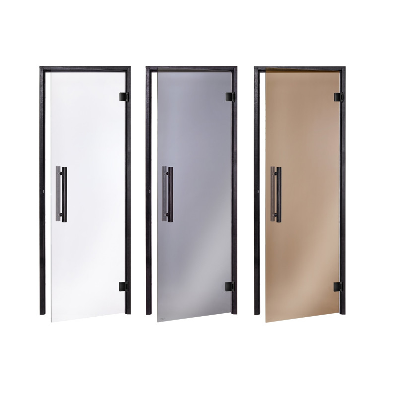 Porte de sauna en verre AD, cadre noir