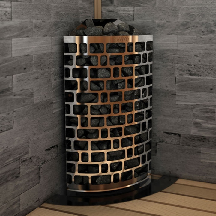 Poêle de sauna électrique – SAWOTEC Ari Corner 7,5 kW, sans unité de contrôle