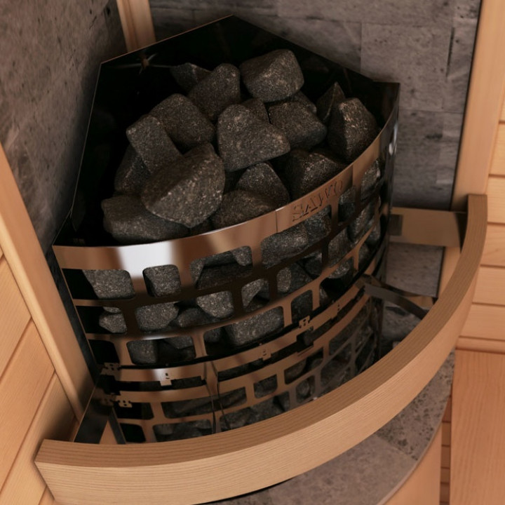 Poêle de sauna électrique – SAWOTEC Ari Corner 7,5 kW, sans unité de contrôle